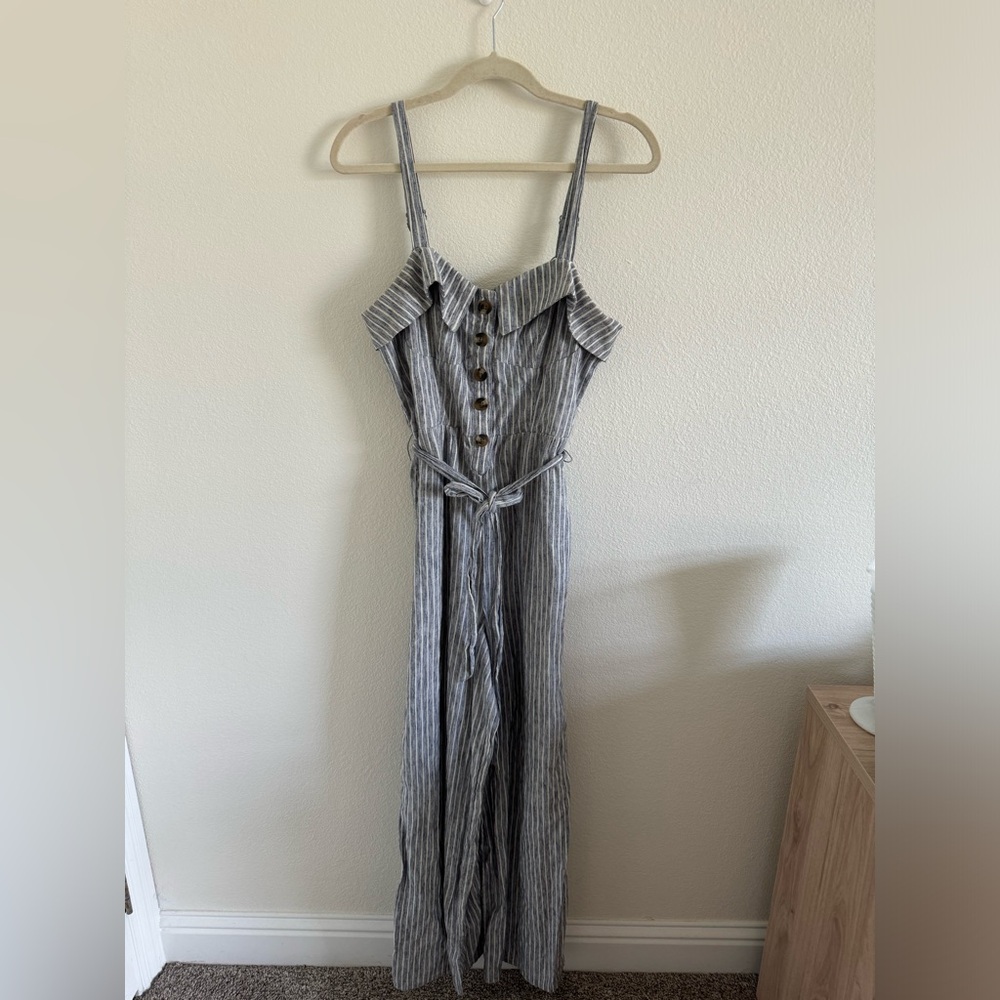 American Eagle Striped Button-Down Jumpsuit